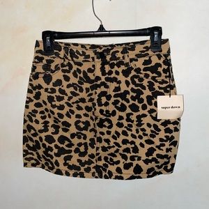 Superdown Cheetah Print Jean Skirt